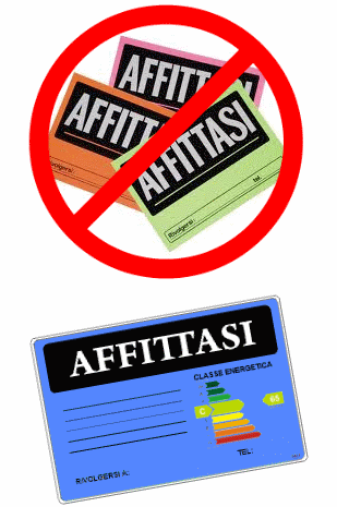 Cartello Affittasi con Classe Energetica